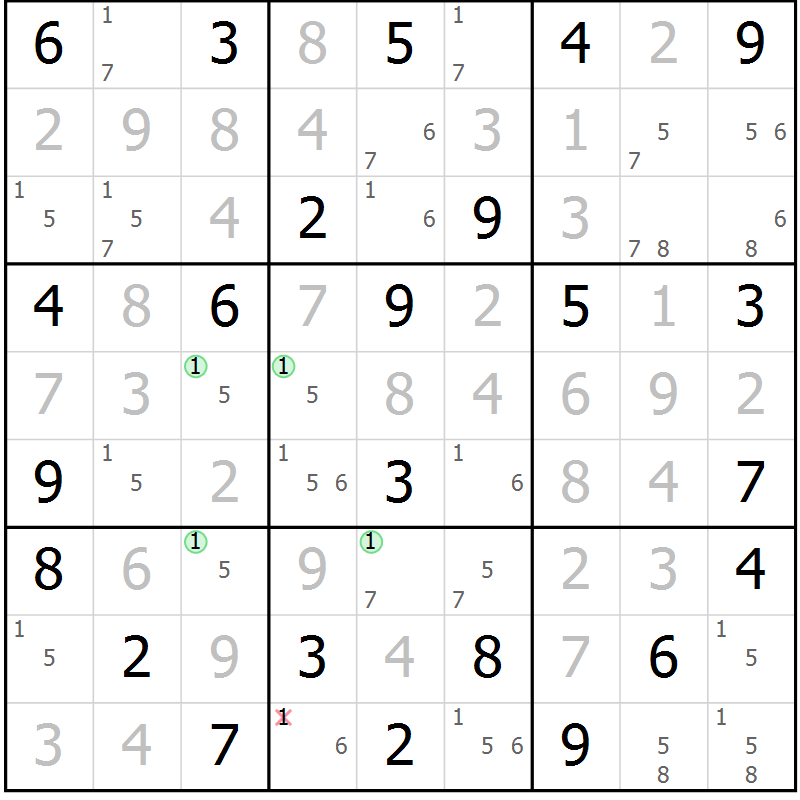 Position des candidats pour la solution de la Gr 78 page 81 du magazine de sudoku Sudoku Suprême n° 036