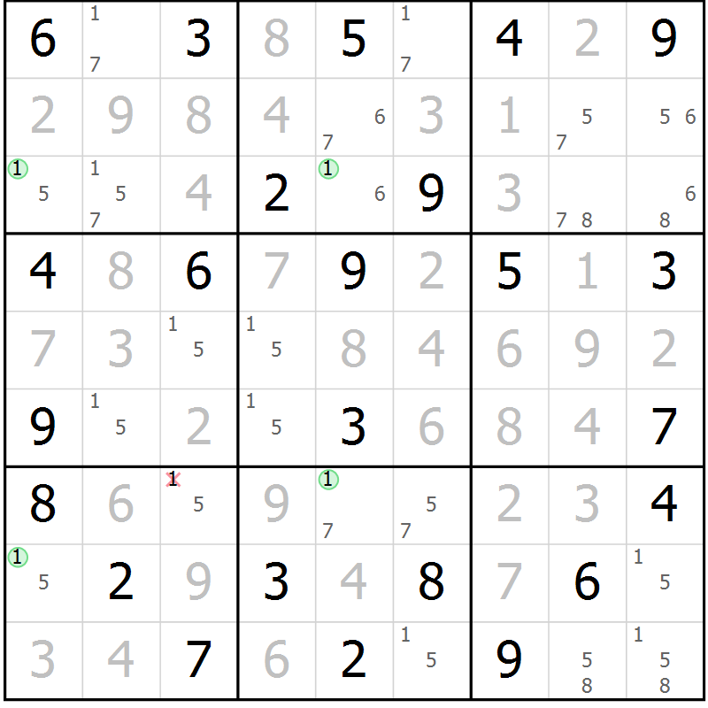 Position des candidats pour la solution de la Gr 78 page 81 du magazine de sudoku Sudoku Suprême n° 036