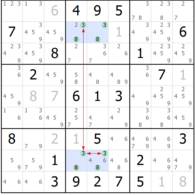 Position des candidats pour la solution de la Gr 8 page 11 du magazine de sudoku Sudoku Suprême n° 036