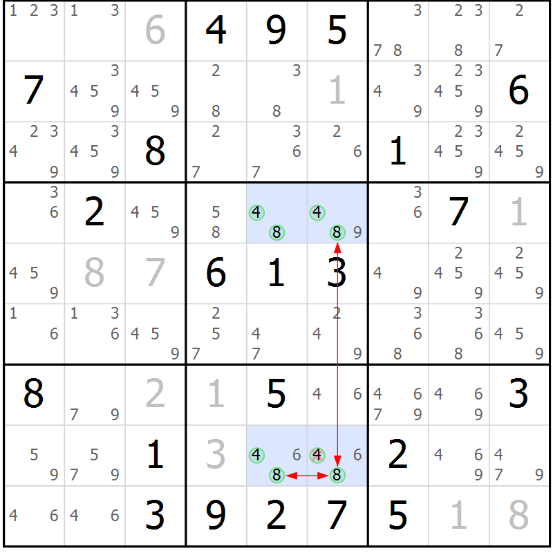 Position des candidats pour la solution de la Gr 8 page 11 du magazine de sudoku Sudoku Suprême n° 036