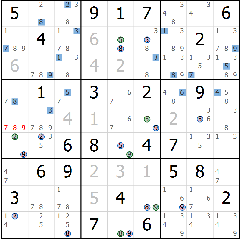 Position des candidats pour la solution de la Gr 83 page 86 du magazine de sudoku Sudoku Suprême n° 036