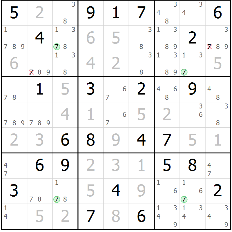 Position des candidats pour la solution de la Gr 83 page 86 du magazine de sudoku Sudoku Suprême n° 036