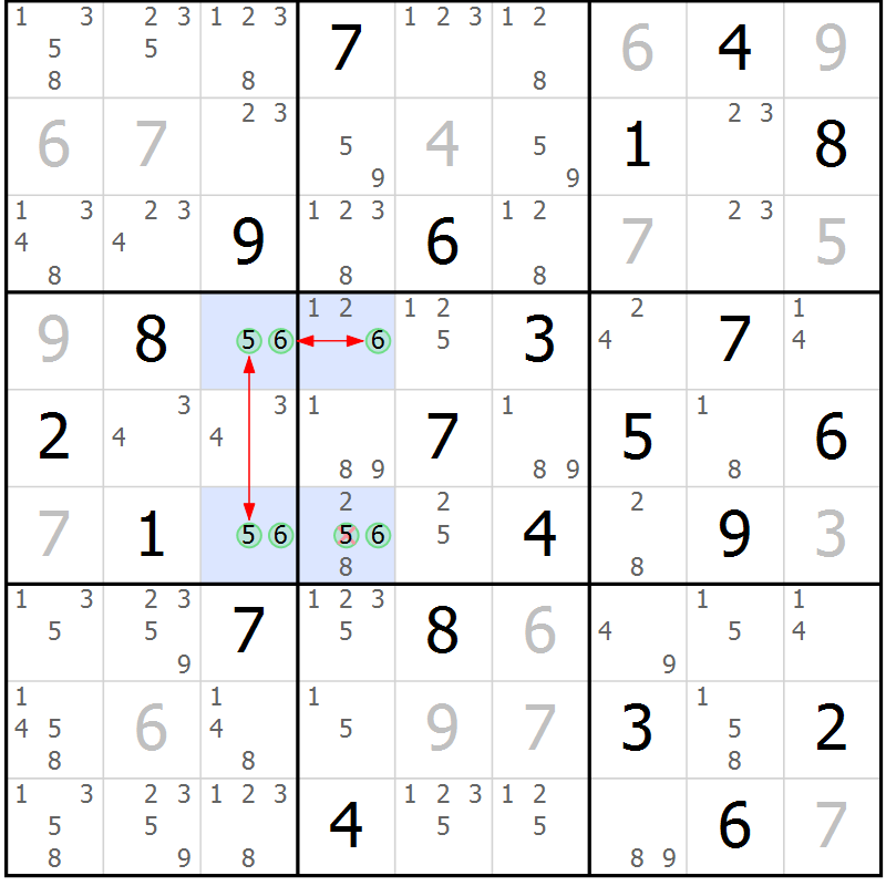 Position des candidats pour la solution de la Gr 9 page 12 du magazine de sudoku Sudoku Suprême n° 036