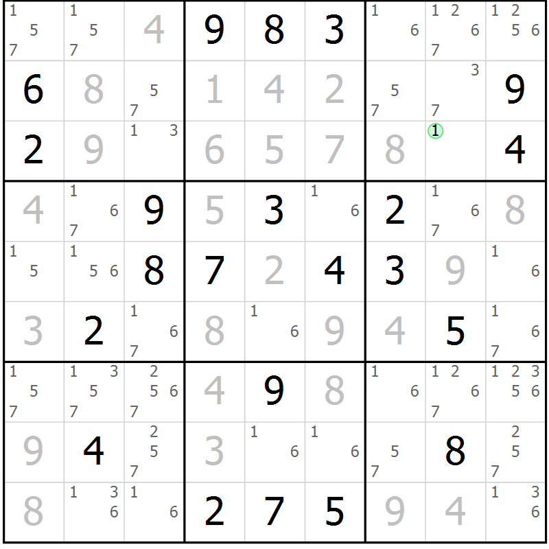 Position des candidats pour la solution de la Gr 1 page 4 du magazine de sudoku Sudoku Suprême n° 037