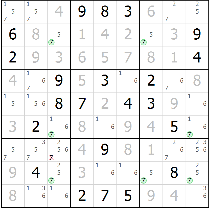 Position des candidats pour la solution de la Gr 1 page 4 du magazine de sudoku Sudoku Suprême n° 037