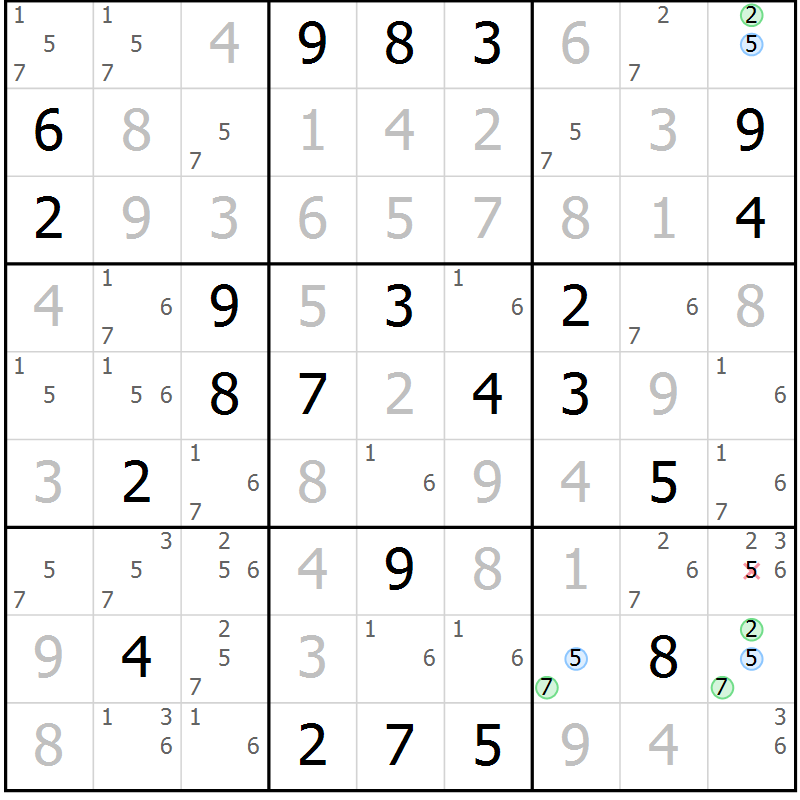 Position des candidats pour la solution de la Gr 1 page 4 du magazine de sudoku Sudoku Suprême n° 037