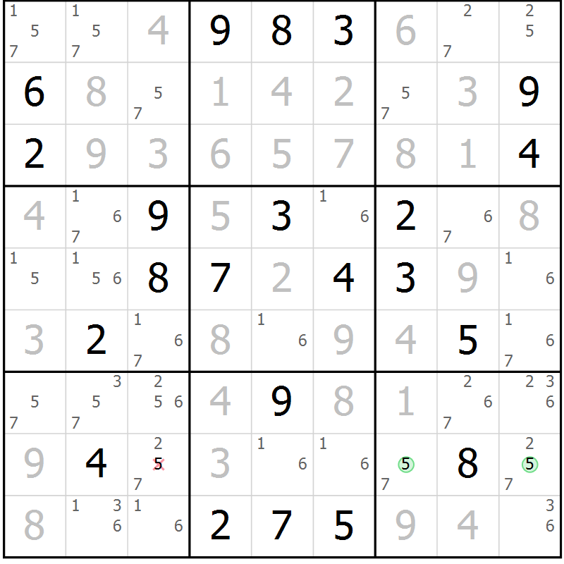 Position des candidats pour la solution de la Gr 1 page 4 du magazine de sudoku Sudoku Suprême n° 037