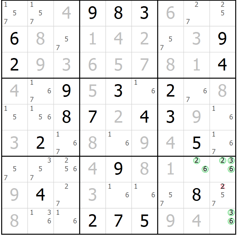 Position des candidats pour la solution de la Gr 1 page 4 du magazine de sudoku Sudoku Suprême n° 037