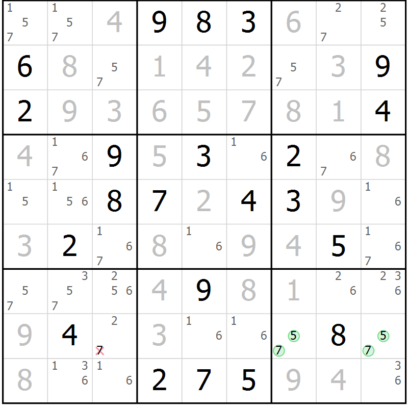 Position des candidats pour la solution de la Gr 1 page 4 du magazine de sudoku Sudoku Suprême n° 037