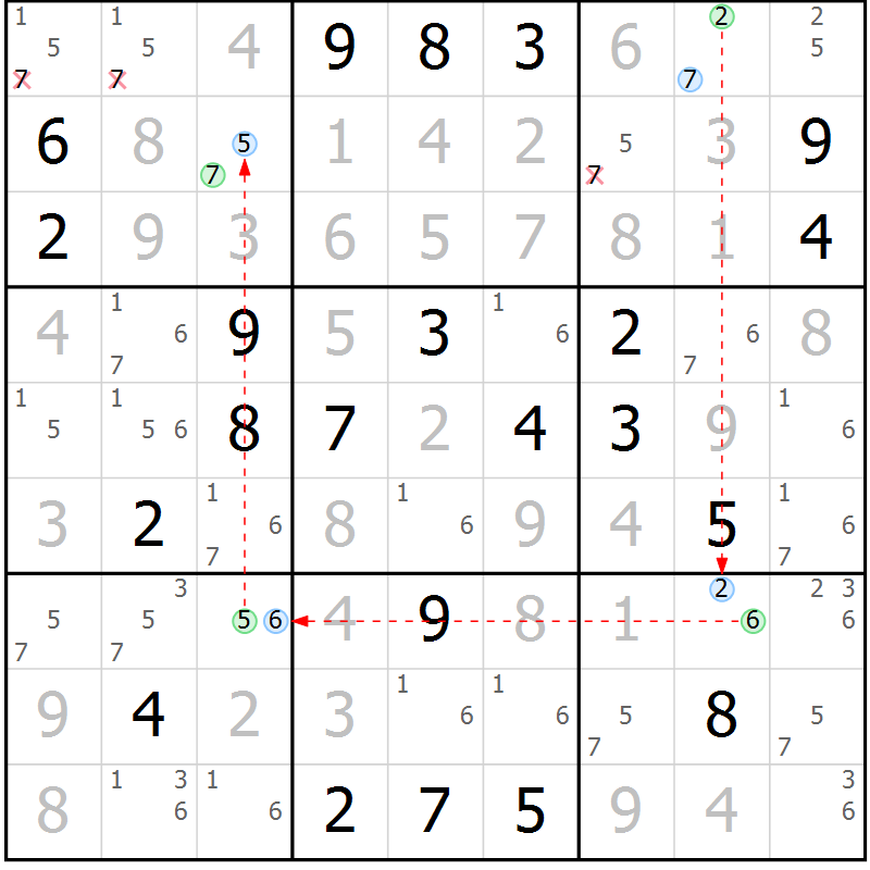 Position des candidats pour la solution de la Gr 1 page 4 du magazine de sudoku Sudoku Suprême n° 037