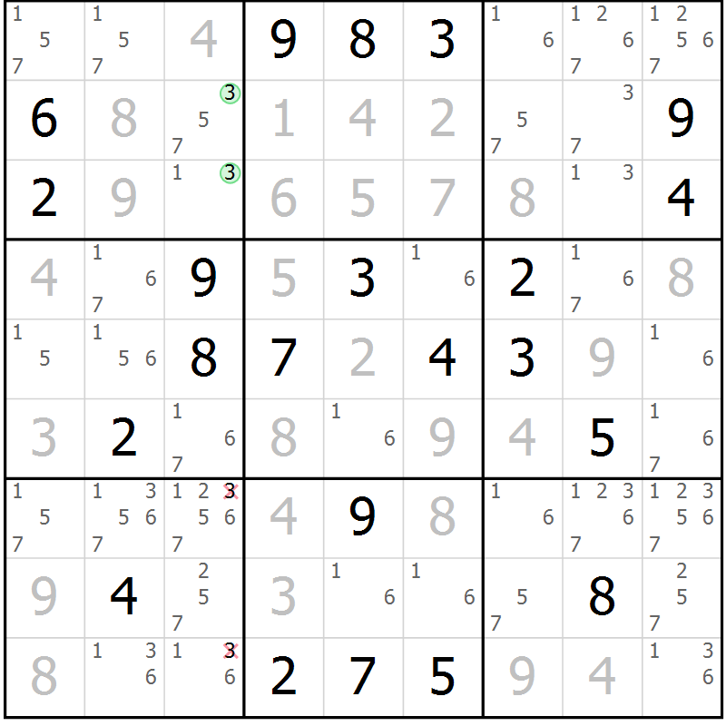 Position des candidats pour la solution de la Gr 1 page 4 du magazine de sudoku Sudoku Suprême n° 037