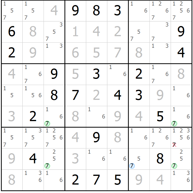 Position des candidats pour la solution de la Gr 1 page 4 du magazine de sudoku Sudoku Suprême n° 037