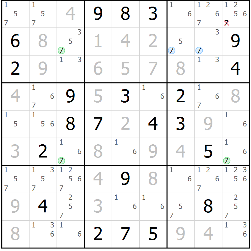 Position des candidats pour la solution de la Gr 1 page 4 du magazine de sudoku Sudoku Suprême n° 037