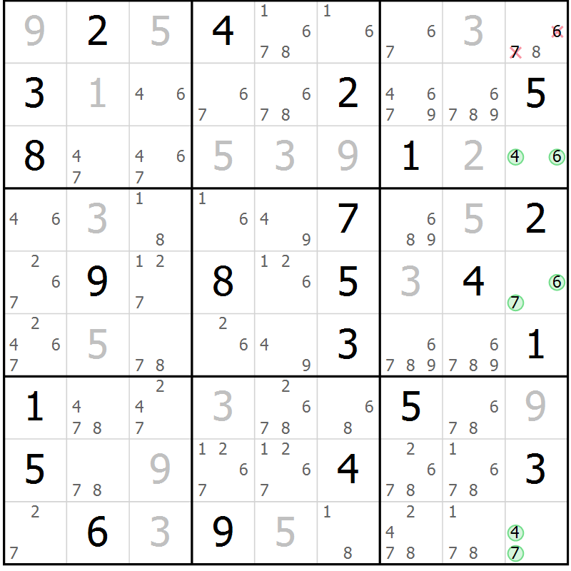 Position des candidats pour la solution de la Gr 10 page 13 du magazine de sudoku Sudoku Suprême n° 037