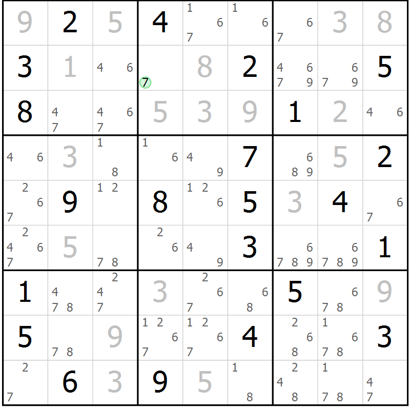 Position des candidats pour la solution de la Gr 10 page 13 du magazine de sudoku Sudoku Suprême n° 037