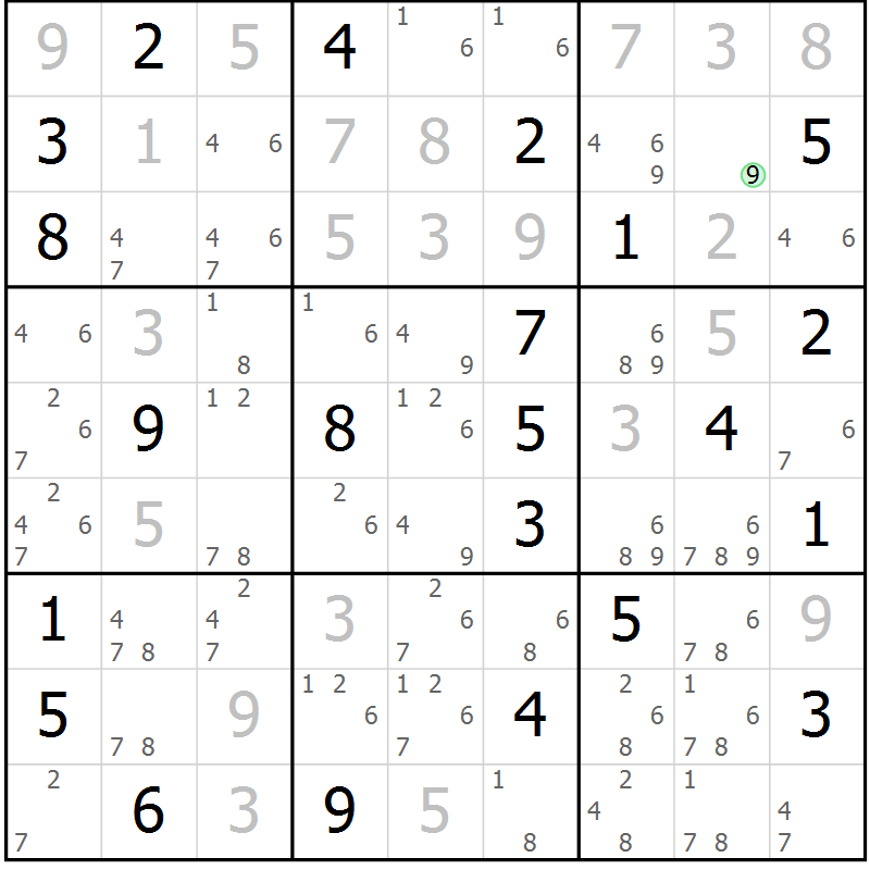 Position des candidats pour la solution de la Gr 10 page 13 du magazine de sudoku Sudoku Suprême n° 037