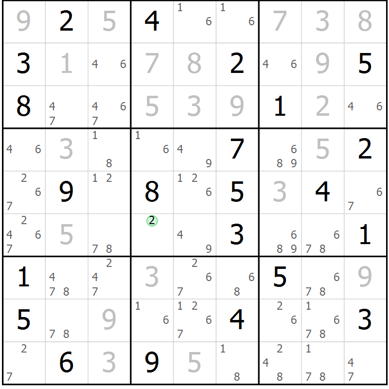 Position des candidats pour la solution de la Gr 10 page 13 du magazine de sudoku Sudoku Suprême n° 037