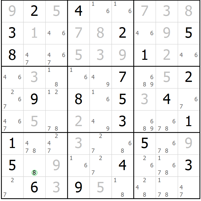 Position des candidats pour la solution de la Gr 10 page 13 du magazine de sudoku Sudoku Suprême n° 037