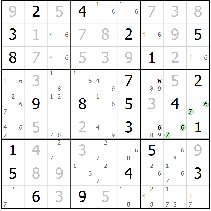 Position des candidats pour la solution de la Gr 10 page 13 du magazine de sudoku Sudoku Suprême n° 037
