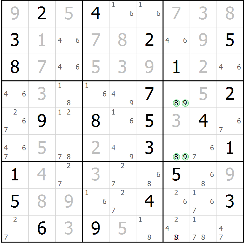 Position des candidats pour la solution de la Gr 10 page 13 du magazine de sudoku Sudoku Suprême n° 037