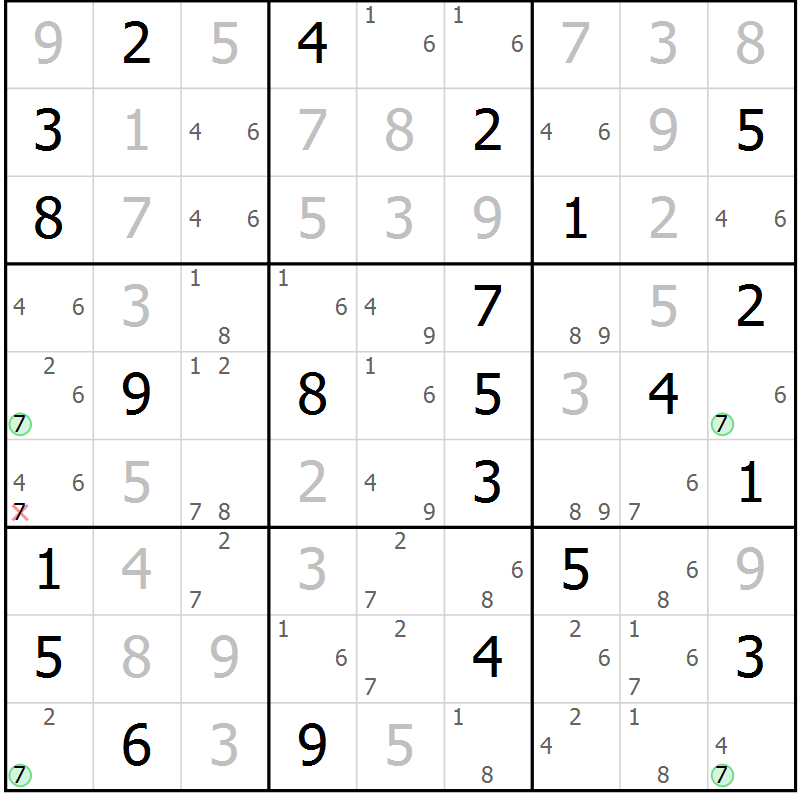 Position des candidats pour la solution de la Gr 10 page 13 du magazine de sudoku Sudoku Suprême n° 037