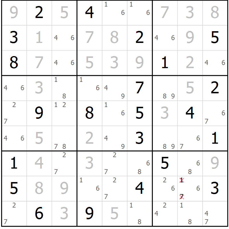 Position des candidats pour la solution de la Gr 10 page 13 du magazine de sudoku Sudoku Suprême n° 037