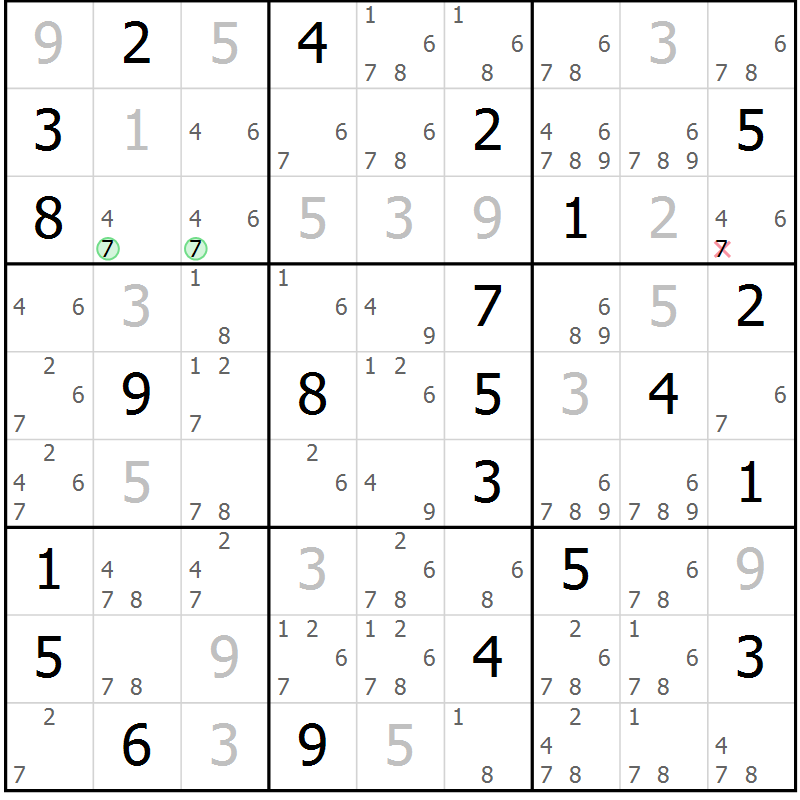 Position des candidats pour la solution de la Gr 10 page 13 du magazine de sudoku Sudoku Suprême n° 037