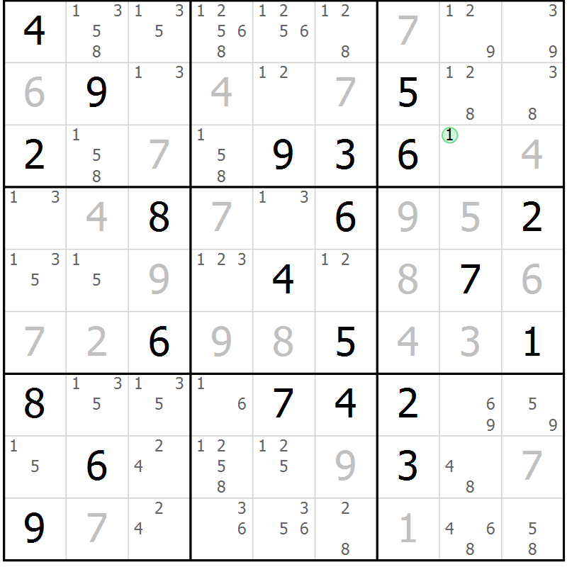 Position des candidats pour la solution de la Gr 11 page 14 du magazine de sudoku Sudoku Suprême n° 037
