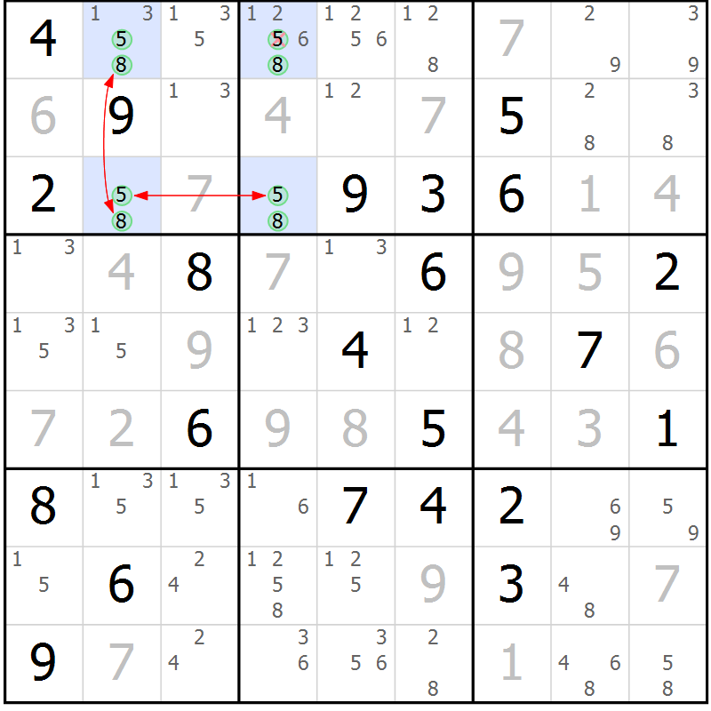 Position des candidats pour la solution de la Gr 11 page 14 du magazine de sudoku Sudoku Suprême n° 037