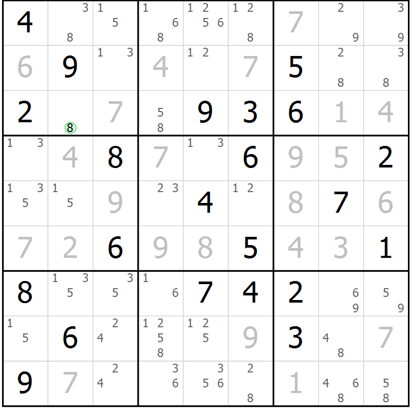 Position des candidats pour la solution de la Gr 11 page 14 du magazine de sudoku Sudoku Suprême n° 037