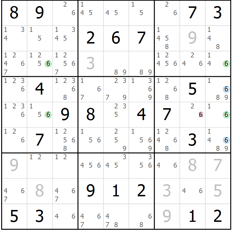 Position des candidats pour la solution de la Gr 12 page 15 du magazine de sudoku Sudoku Suprême n° 037