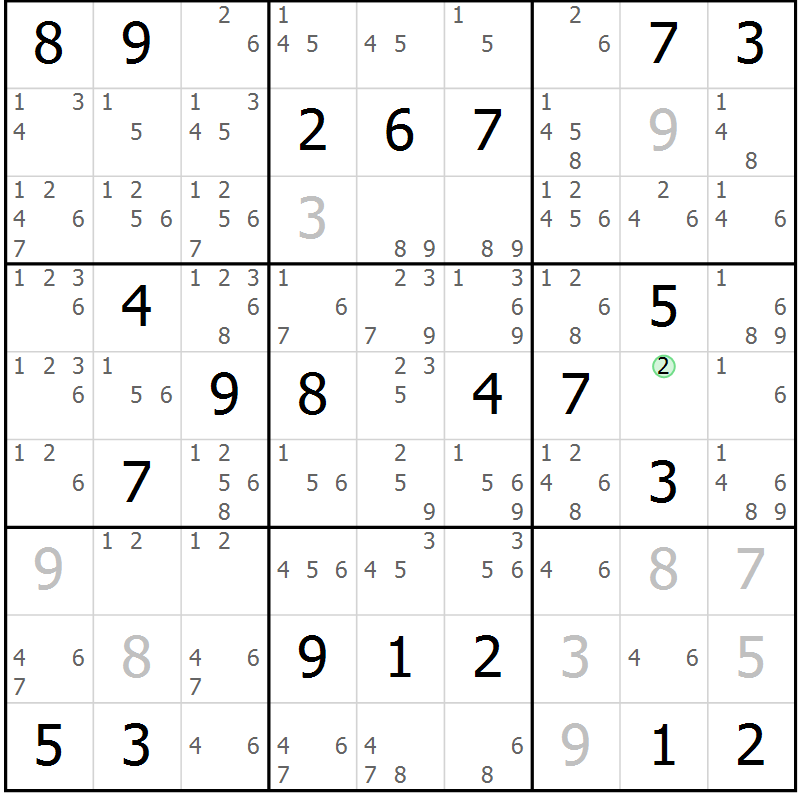Position des candidats pour la solution de la Gr 12 page 15 du magazine de sudoku Sudoku Suprême n° 037