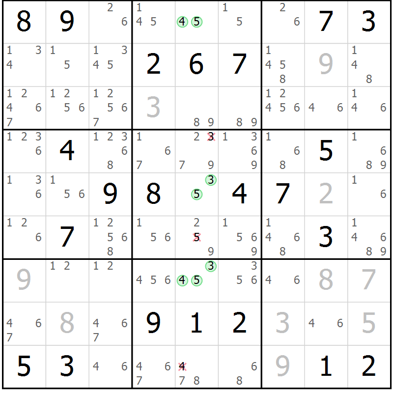 Position des candidats pour la solution de la Gr 12 page 15 du magazine de sudoku Sudoku Suprême n° 037