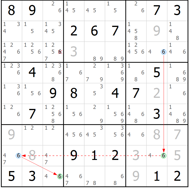 Position des candidats pour la solution de la Gr 12 page 15 du magazine de sudoku Sudoku Suprême n° 037