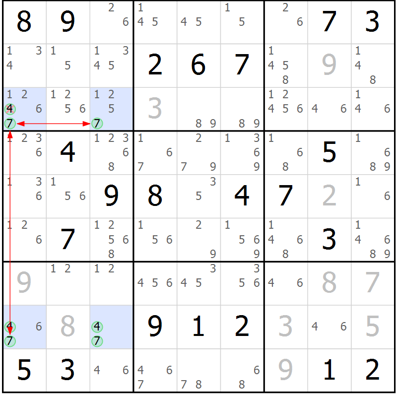 Position des candidats pour la solution de la Gr 12 page 15 du magazine de sudoku Sudoku Suprême n° 037
