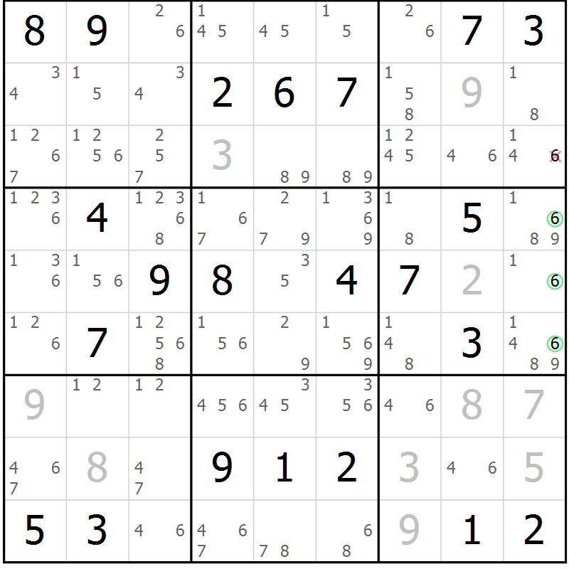 Position des candidats pour la solution de la Gr 12 page 15 du magazine de sudoku Sudoku Suprême n° 037