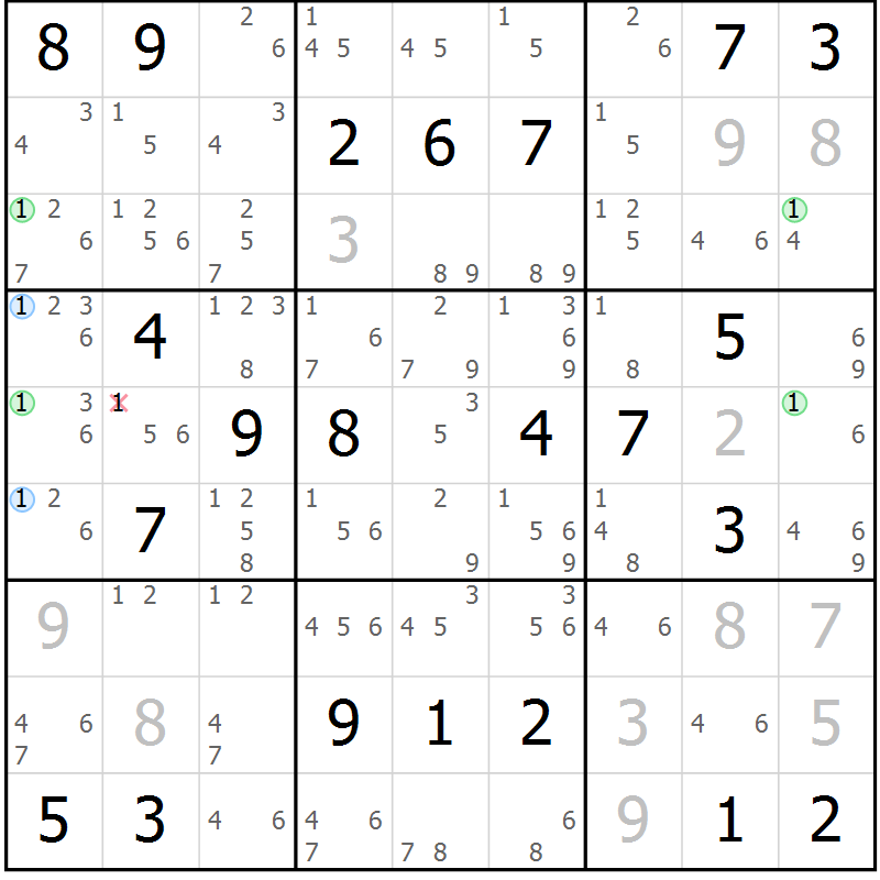 Position des candidats pour la solution de la Gr 12 page 15 du magazine de sudoku Sudoku Suprême n° 037