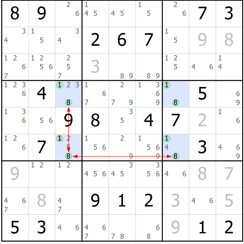 Position des candidats pour la solution de la Gr 12 page 15 du magazine de sudoku Sudoku Suprême n° 037