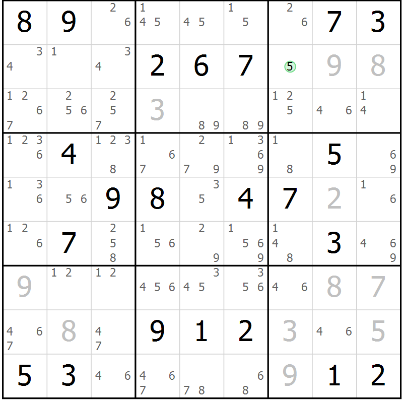Position des candidats pour la solution de la Gr 12 page 15 du magazine de sudoku Sudoku Suprême n° 037