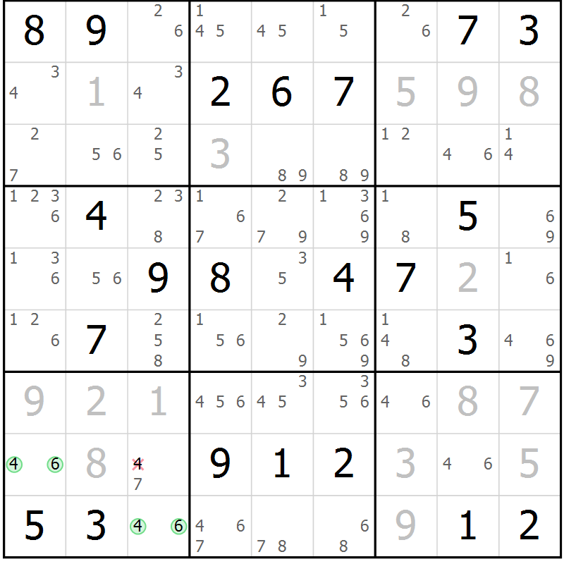 Position des candidats pour la solution de la Gr 12 page 15 du magazine de sudoku Sudoku Suprême n° 037