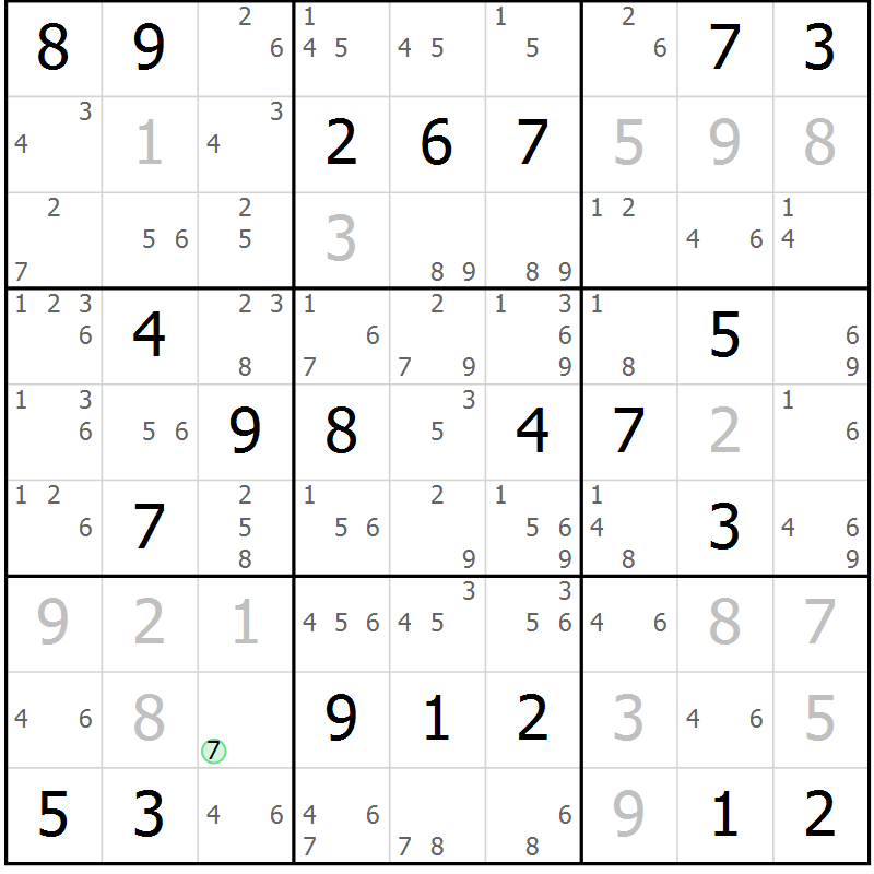 Position des candidats pour la solution de la Gr 12 page 15 du magazine de sudoku Sudoku Suprême n° 037