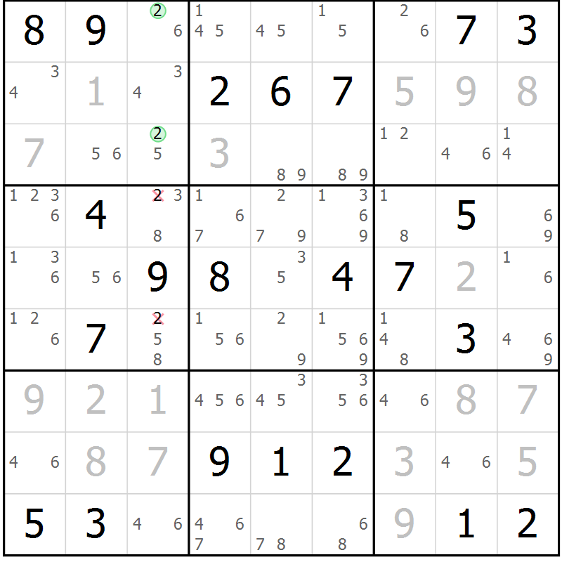 Position des candidats pour la solution de la Gr 12 page 15 du magazine de sudoku Sudoku Suprême n° 037