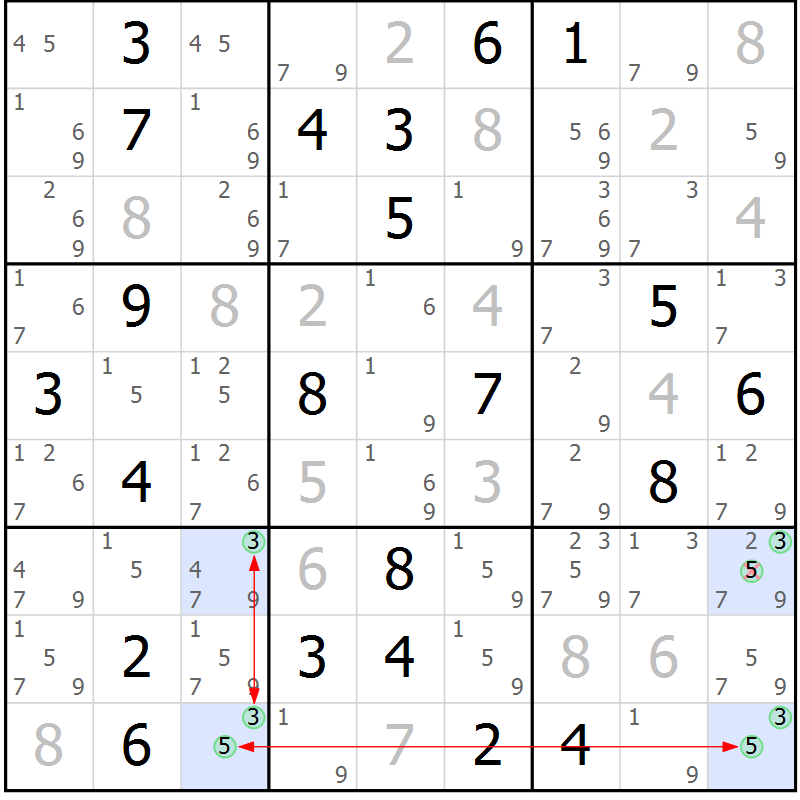 Position des candidats pour la solution de la Gr 13 page 16 du magazine de sudoku Sudoku Suprême n° 037