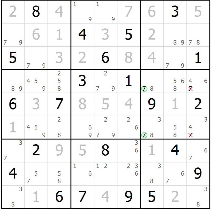 Position des candidats pour la solution de la Gr 14 page 17 du magazine de sudoku Sudoku Suprême n° 037