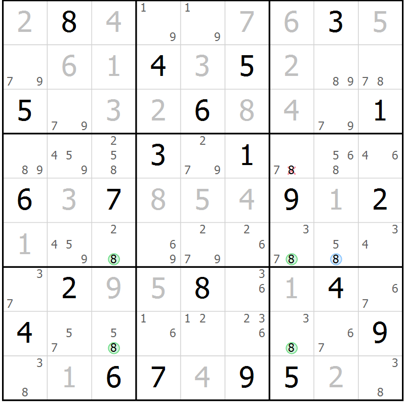 Position des candidats pour la solution de la Gr 14 page 17 du magazine de sudoku Sudoku Suprême n° 037