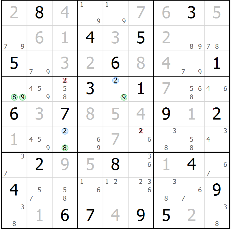 Position des candidats pour la solution de la Gr 14 page 17 du magazine de sudoku Sudoku Suprême n° 037