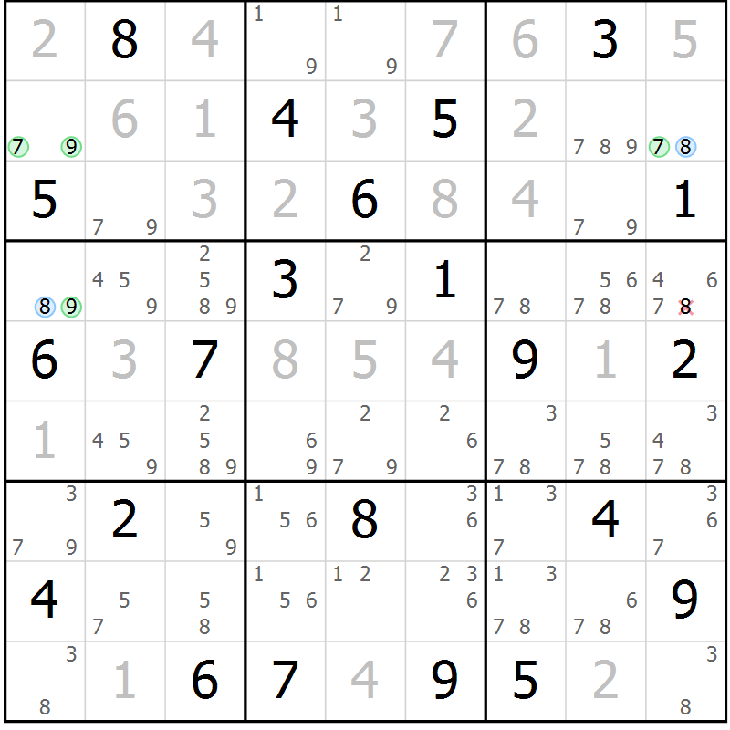 Position des candidats pour la solution de la Gr 14 page 17 du magazine de sudoku Sudoku Suprême n° 037