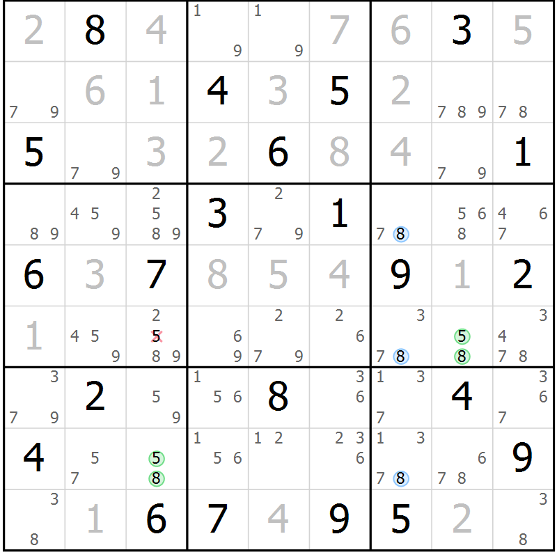 Position des candidats pour la solution de la Gr 14 page 17 du magazine de sudoku Sudoku Suprême n° 037
