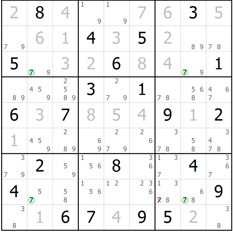 Position des candidats pour la solution de la Gr 14 page 17 du magazine de sudoku Sudoku Suprême n° 037