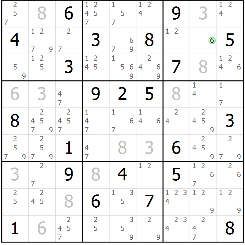 Position des candidats pour la solution de la Gr 15 page 18 du magazine de sudoku Sudoku Suprême n° 037